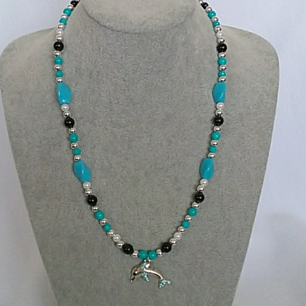 Dolphin charm beaded necklace
